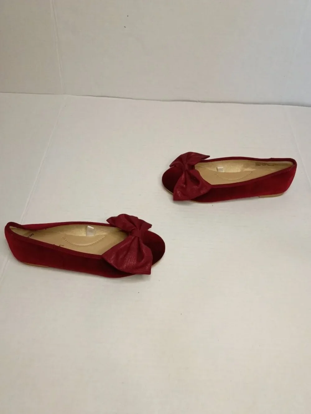 Cat & Jack Red Velvet Perla Bow Ballet Flats Girls Youth Size 1